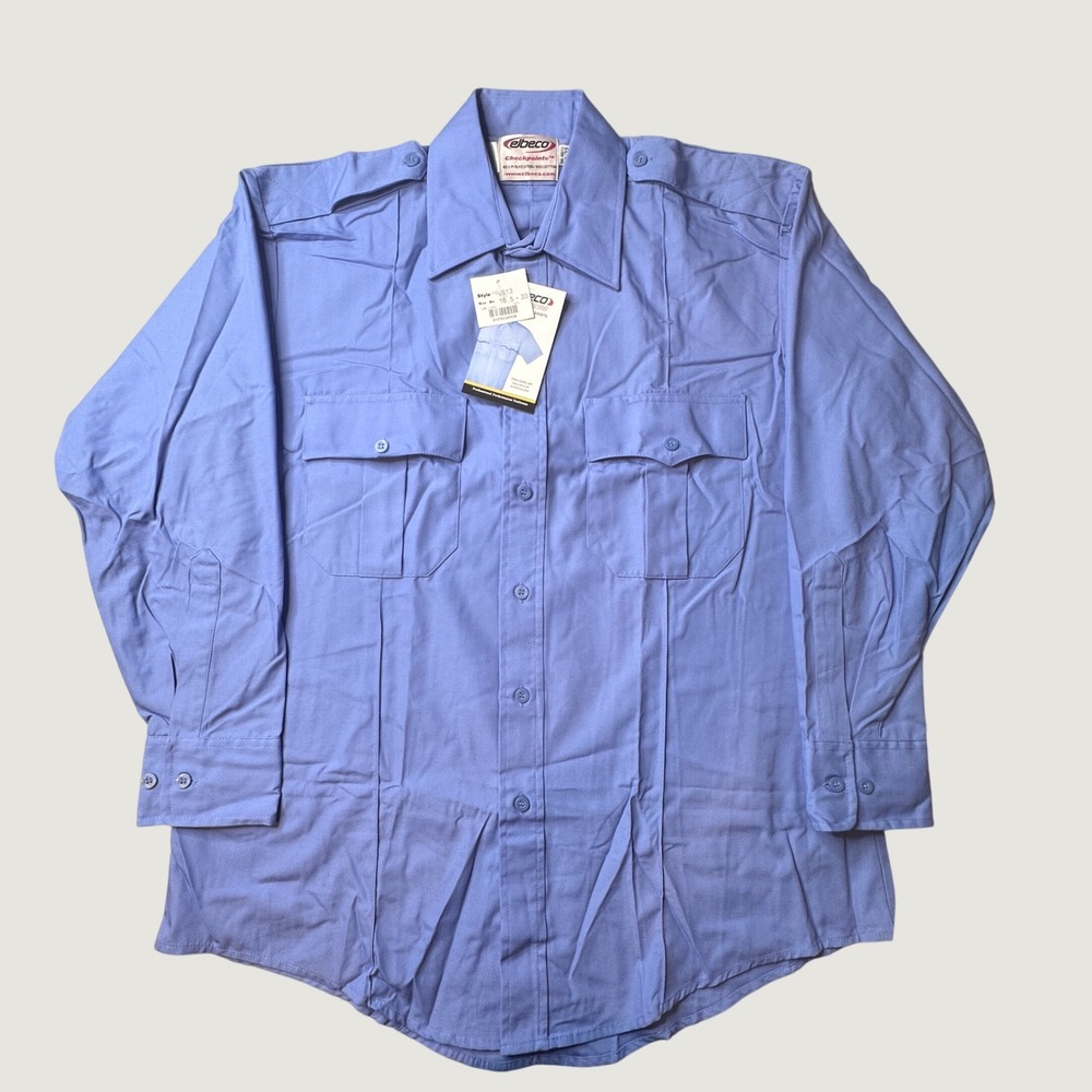 Elbeco Shirt Mens 16.5 33 Checkpointe U613 Light Blue Uniform Long Sleeve NEW